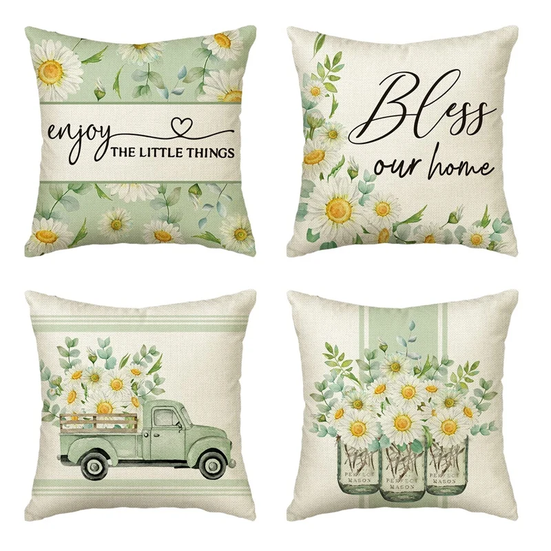 Spring Pillow Covers 18X18 Set Of 4 Farmhouse Throw Pillows Home Spring Decorations Cushion Case For Couch
Spring Pillow Covers 18X18 Set Of 4 Farmhouse Throw Pillows Home Spring Decorations Cushion Case For Couch