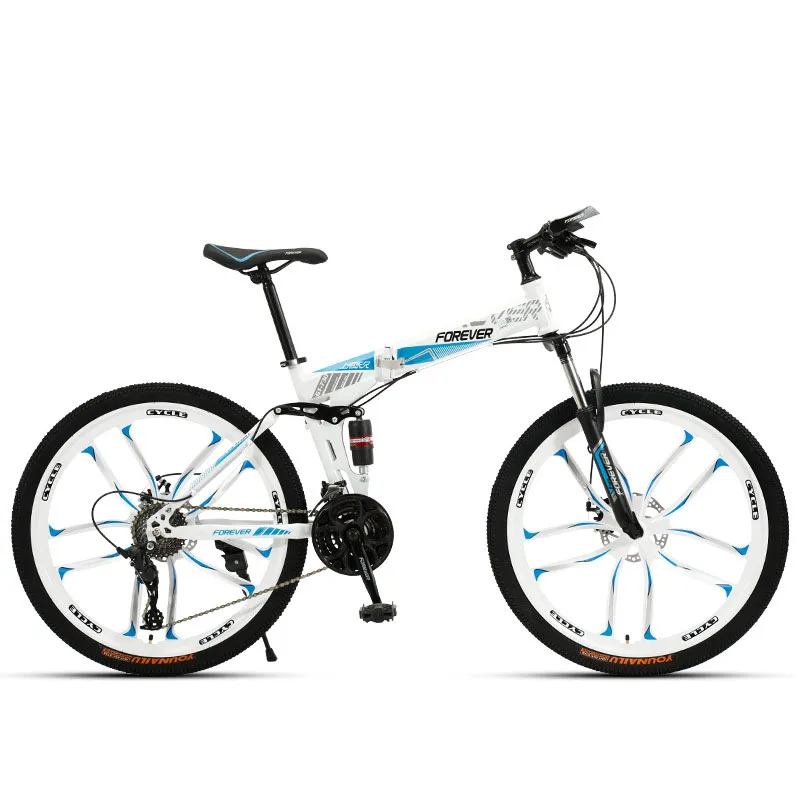 

26 Inch Folding Mountain Bicycle Carbon Steel Variable Speed Double Disc Brake Shock Absorption Teenagers High Quality Bike