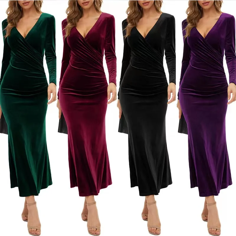 Dubai Evening Dress V Neck Mermaid Long Sleeves Velour Prom Dress For Women Formal Dress
Dubai Evening Dress V Neck Mermaid Long Sleeves Velour Prom Dress For Women Formal Dress