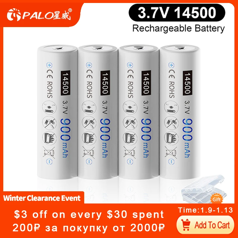 Battery 14500 900mAh 3.7V Li-ion Rechargeable Batteries Lithium Cell AA 14500 Battery for Led Flashlight Headlamps Torch Mouse 
Battery 14500 900mAh 3.7V Li-ion Rechargeable Batteries Lithium Cell AA 14500 Battery for Led Flashlight Headlamps Torch Mouse