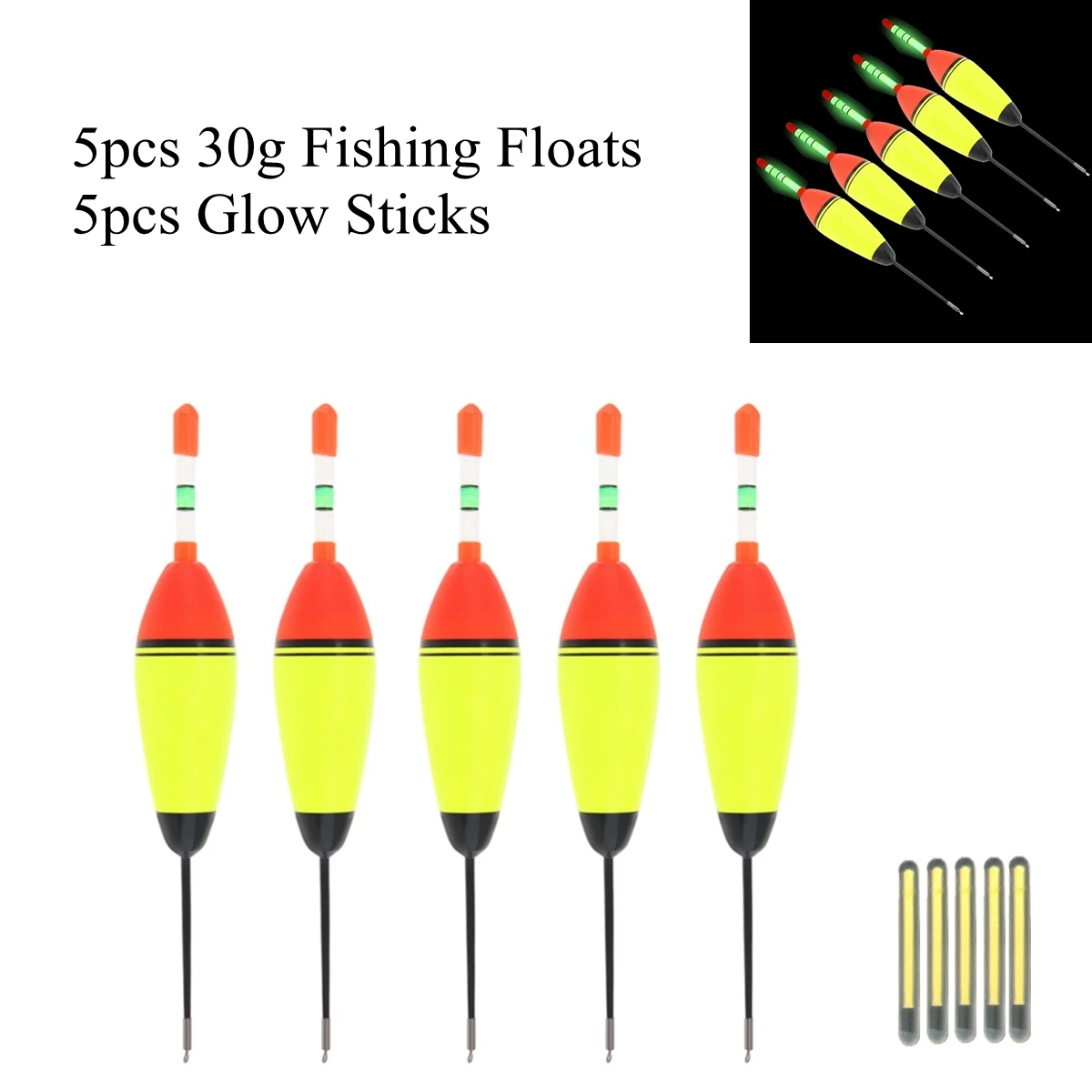 5pcs/lot 30g EVA Foam Fishing Floats Bobber + 5pcs Glow Sticks Long Tail Sea Rock Fishing Long Cast Floating Eye-catching Drift
5pcs/lot 30g EVA Foam Fishing Floats Bobber + 5pcs Glow Sticks Long Tail Sea Rock Fishing Long Cast Floating Eye-catching Drift