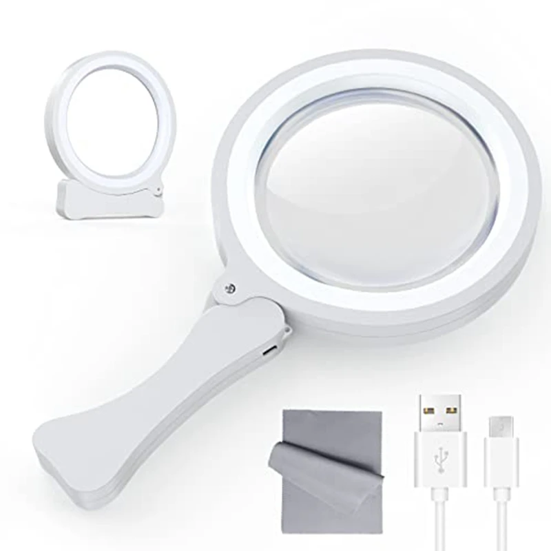 1 Piece Magnifying Glass Portable Foldable Magnification 3X 6X With 17 LED Light White
1 Piece Magnifying Glass Portable Foldable Magnification 3X 6X With 17 LED Light White