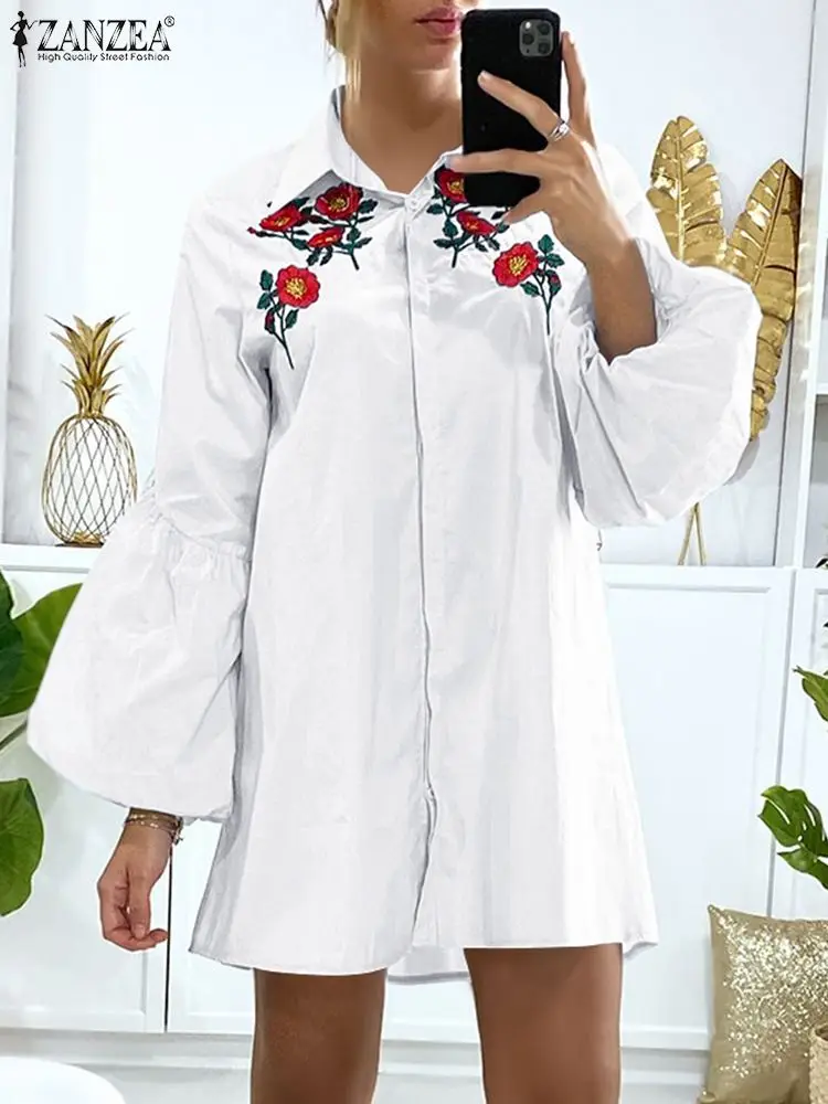 ZANZEA Oversized Elegant Dresses for Women Shirt Dress Embroidery Mini Vestido Casual Solid Puff Sleeve Lapel Party Robe Femme 1
ZANZEA Oversized Elegant Dresses for Women Shirt Dress Embroidery Mini Vestido Casual Solid Puff Sleeve Lapel Party Robe Femme 1