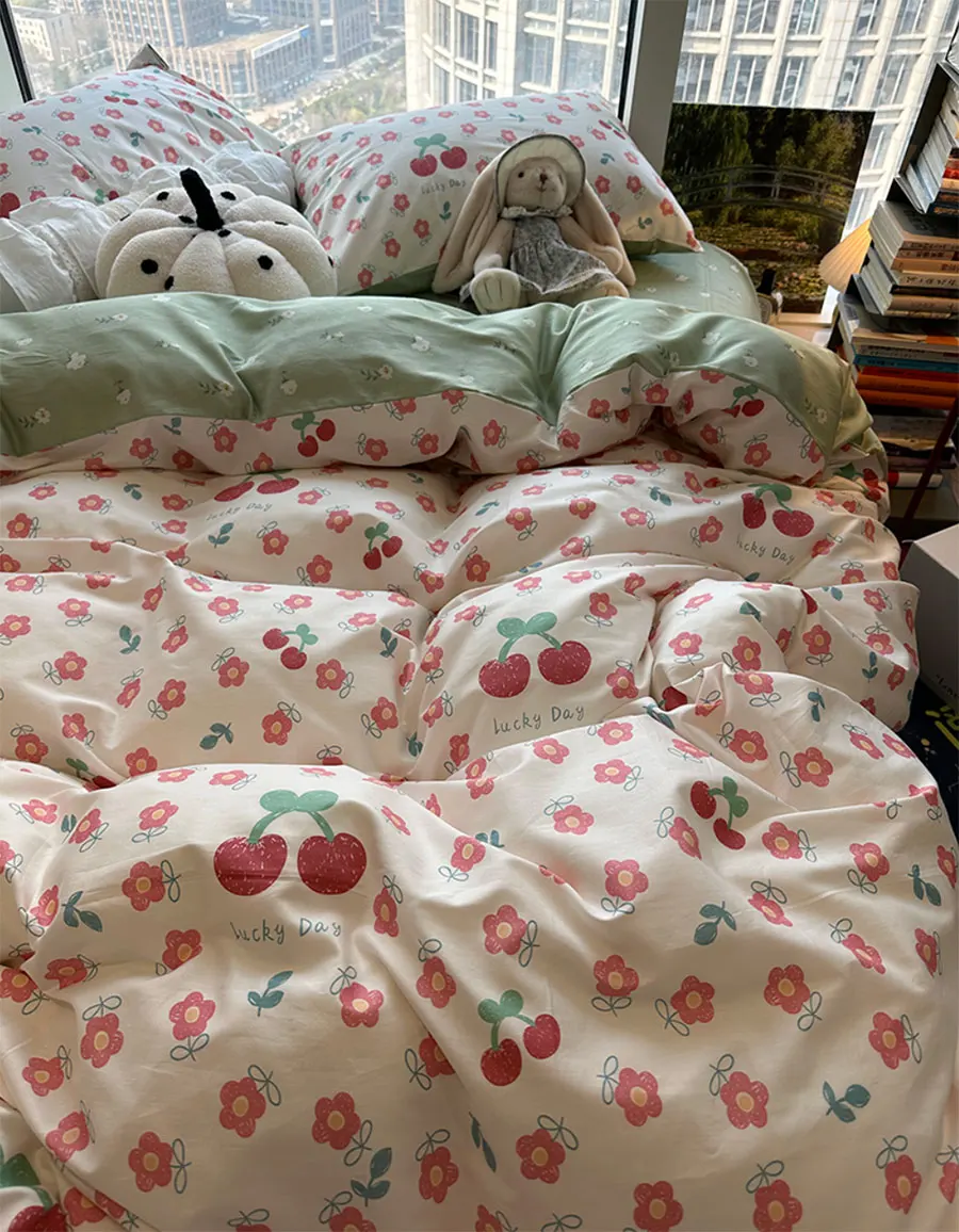 Lovely cherry flower pink green bedding set teen,twin full queen king cute cotton home textile bed sheet pillow case quilt cover
Lovely cherry flower pink green bedding set teen,twin full queen king cute cotton home textile bed sheet pillow case quilt cover