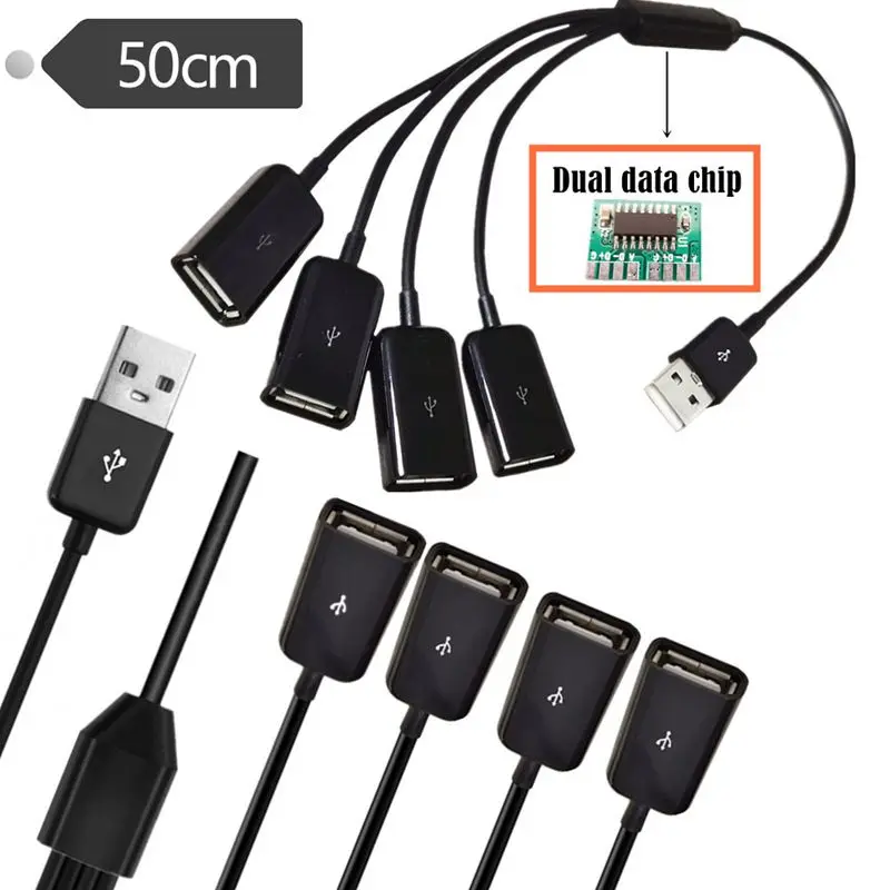 

Один перетаскивание четыре с чипами для одновременной передачи данных зарядный кабель USB один разделение четыре штекера и гнездо USB 2,0 AM/AF