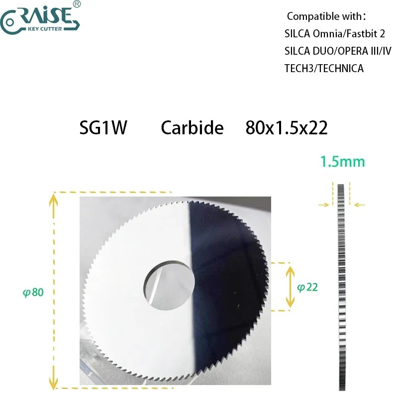 Фреза для ключей SG1 SG1W 80x1,5x22, совместимая с SILCA Omnia Fastbit2 DUO OPERA TARGA TECHNICA KEYLINE BIANCHI 202
Фреза для ключей SG1 SG1W 80x1,5x22, совместимая с SILCA Omnia Fastbit2 DUO OPERA TARGA TECHNICA KEYLINE BIANCHI 202