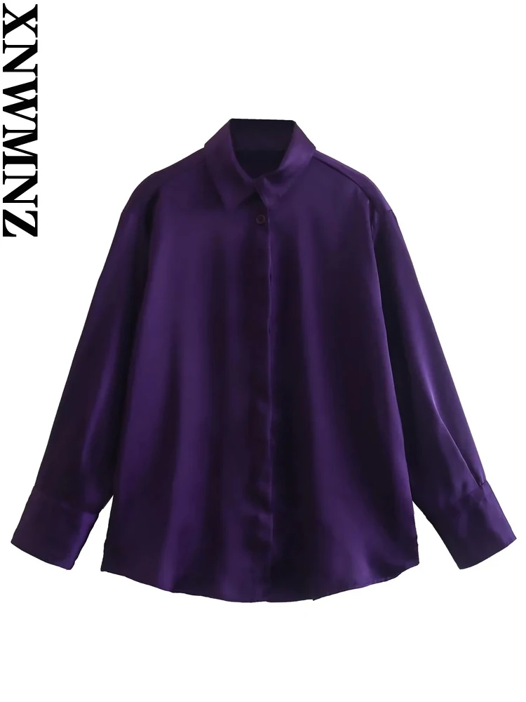 XNWMNZ 2023 Women fashion satin elegant shirt woman retro lapel long sleeve front button top female chic blouse
XNWMNZ 2023 Women fashion satin elegant shirt woman retro lapel long sleeve front button top female chic blouse