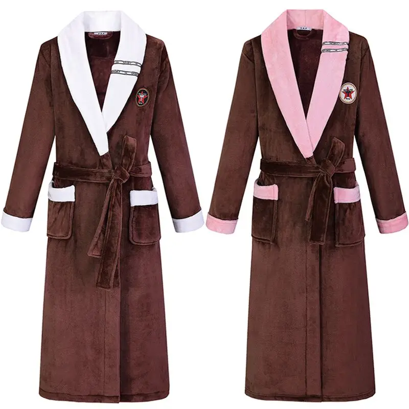 Winter Flannel Long Robe Kimono Gown Couple Sleepwear Warm Thicken Nightdress Lovers' Coral Fleece Loungewear Lapel Nightgown
Winter Flannel Long Robe Kimono Gown Couple Sleepwear Warm Thicken Nightdress Lovers' Coral Fleece Loungewear Lapel Nightgown
