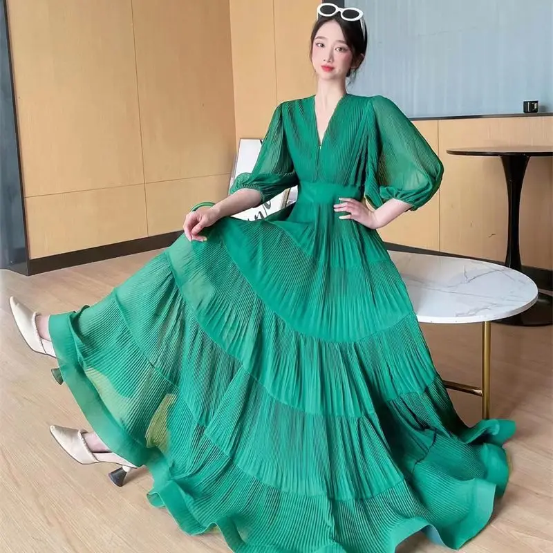 Party Dresses For Women 2023 Summer Elegant Women V-Neck High Waist Maxi Dress Solid Short Sleeve Holiday Beach Tunic Dress G747
Party Dresses For Women 2023 Summer Elegant Women V-Neck High Waist Maxi Dress Solid Short Sleeve Holiday Beach Tunic Dress G747