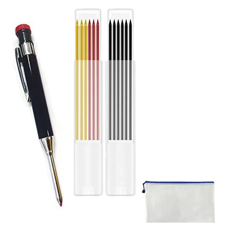 Metal Solid Carpenter Pencil With 12 Refill Deep Hole Mechanical Pencil Marking Tool For Woodworking Architect 
Metal Solid Carpenter Pencil With 12 Refill Deep Hole Mechanical Pencil Marking Tool For Woodworking Architect