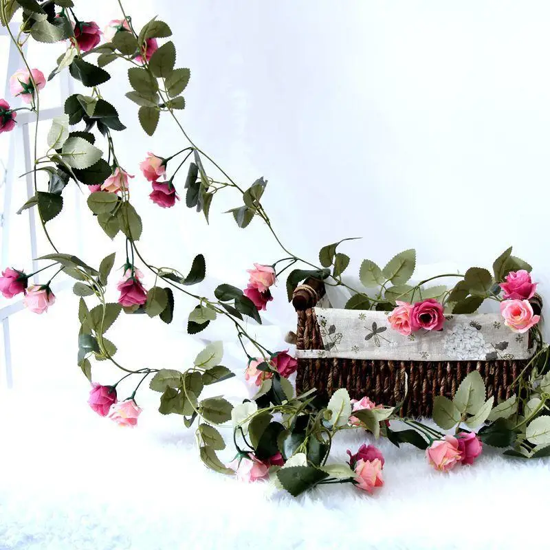 

Simulation rose vine fake flower rattan living room heating and air conditioning pipe decoration winding block plastic vines