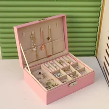 Double-Layer Jewelry Storage Box Portable Travel Jewelry Holder Organizer Storage Ring Necklace Jewellery Jewlery Display