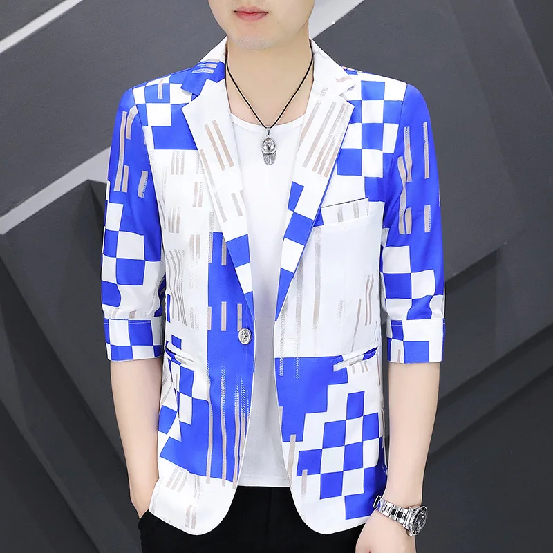 HOO 2022 Men's Summer New Color Matching Plaid Half Sleeve blazer Youth Slim Personality blazer
HOO 2022 Men's Summer New Color Matching Plaid Half Sleeve blazer Youth Slim Personality blazer