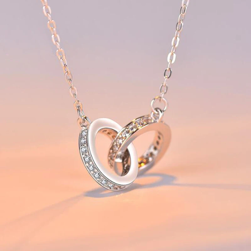 Trendy 925 Sterling Silver Double Circle Necklace Luxurious Zircon Pendant Necklace Friendship BFF Collar For Women Jewelry Gift
Trendy 925 Sterling Silver Double Circle Necklace Luxurious Zircon Pendant Necklace Friendship BFF Collar For Women Jewelry Gift