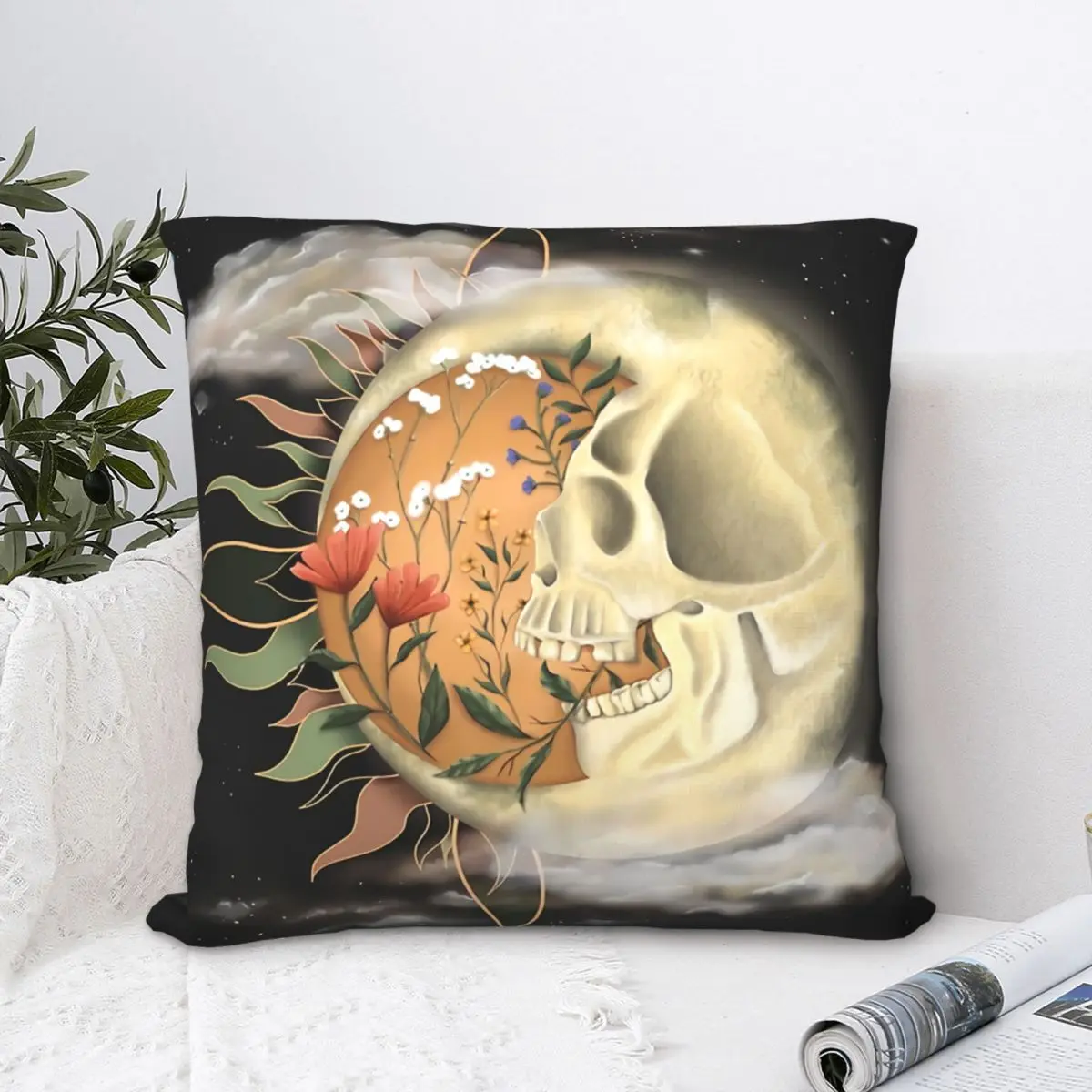 Floral Skeleton Throw Pillow Case Sun and Moon Backpack Cojines Case DIY Printed Soft For Sofa Decor
Floral Skeleton Throw Pillow Case Sun and Moon Backpack Cojines Case DIY Printed Soft For Sofa Decor