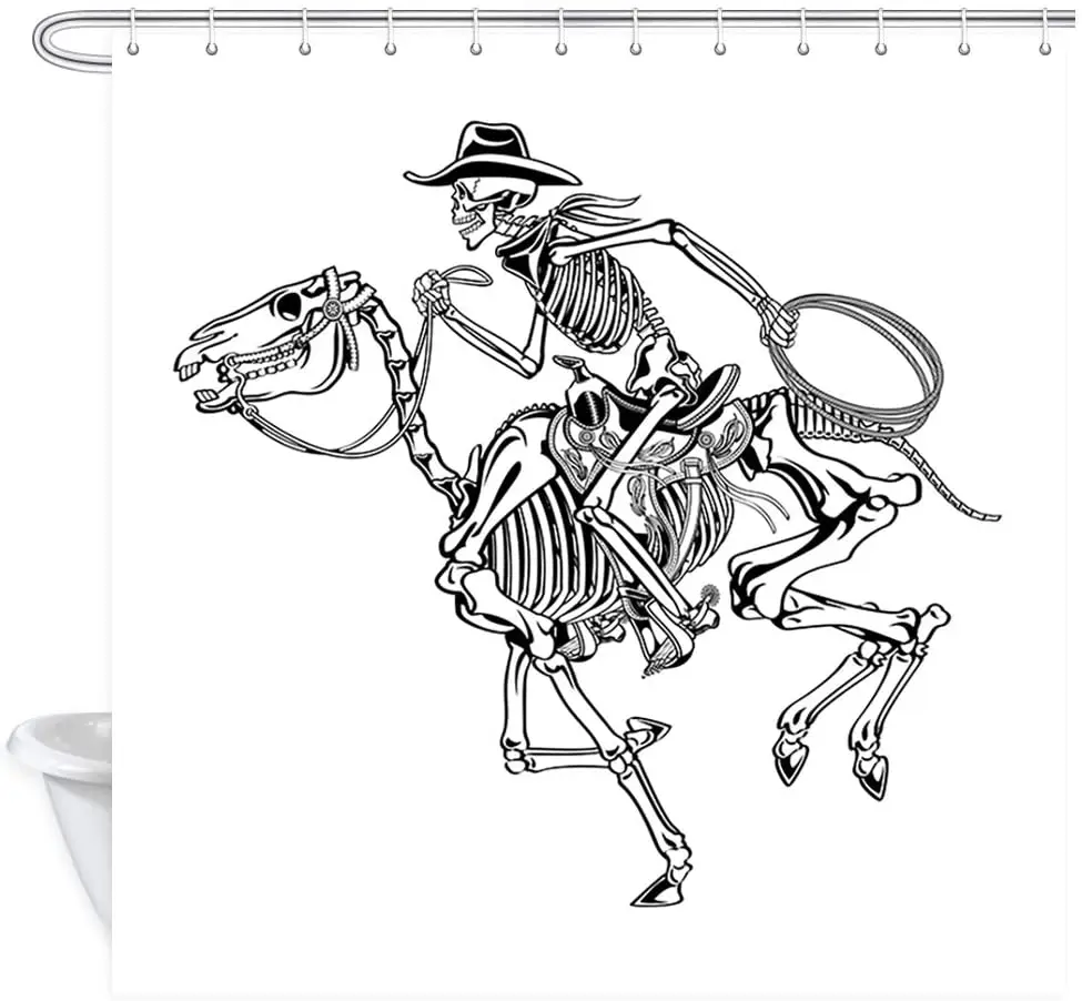 Halloween Funny Skeleton Shower Curtain Cowboy Riding Horse Bathroom Curtains Polyester Fabric Waterproof Bath Decor Hooks
Halloween Funny Skeleton Shower Curtain Cowboy Riding Horse Bathroom Curtains Polyester Fabric Waterproof Bath Decor Hooks