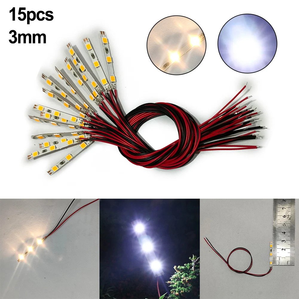 15pcs Pre Wired White Strip Led SMD LED Light Self-adhesive Flexible 12V ~ 18V Perfect For Railway & Building Layout
15pcs Pre Wired White Strip Led SMD LED Light Self-adhesive Flexible 12V ~ 18V Perfect For Railway & Building Layout