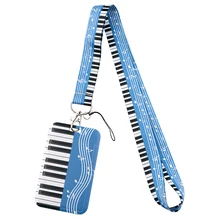 Retro Musical Note Piano Keyboard Neck Strap Lanyard Credit Card Holders Keycord Key Holder DIY Hanging Rope Phone Accessories