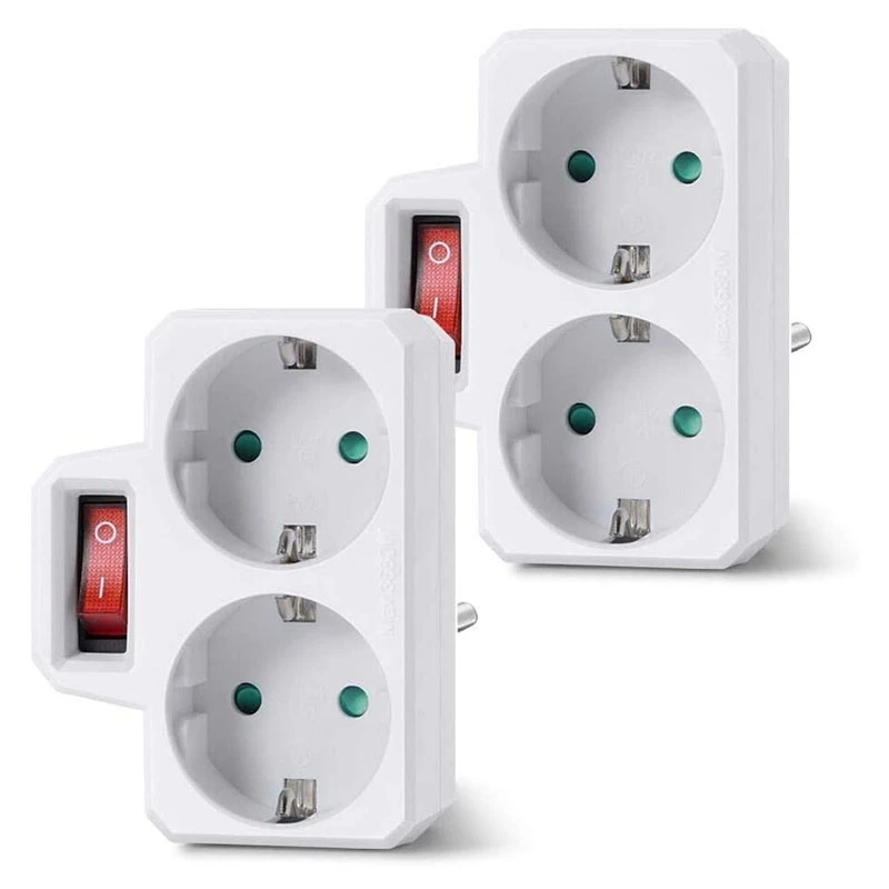 Socket Adapter, Double Plug For Socket, Double Socket With Switch 3800W For Office, Home Or Travel, EU Plug (2 Pack)
Socket Adapter, Double Plug For Socket, Double Socket With Switch 3800W For Office, Home Or Travel, EU Plug (2 Pack)