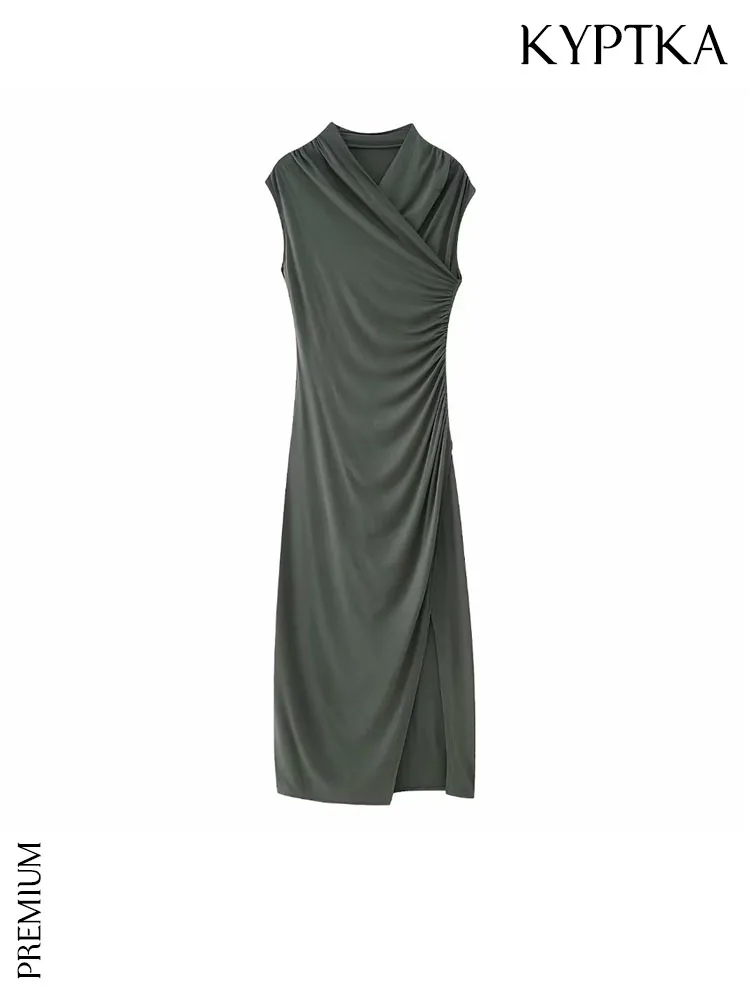 KYPTKA Women Fashion Draped Long Fitted Dress Vintage V Neck Sleeveless Female Dresses Vestidos Mujer
KYPTKA Women Fashion Draped Long Fitted Dress Vintage V Neck Sleeveless Female Dresses Vestidos Mujer