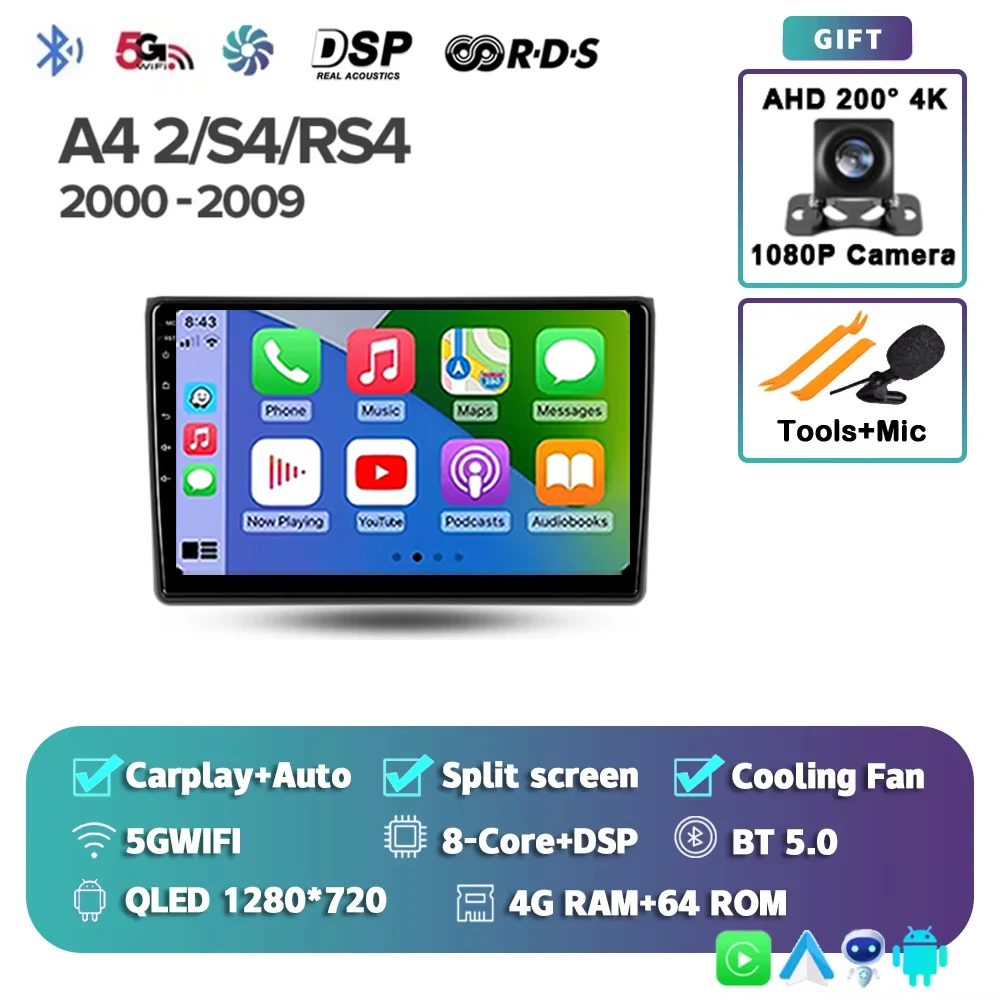 Для Audi A4 II 2 B6 III 3 B7 2000-2009 2K 12+256 QLED Android 15 CarPlay Автомобильный радиоприемник Мультимедийный видеоплеер GPS стерео 4G WIFI
Для Audi A4 II 2 B6 III 3 B7 2000-2009 2K 12+256 QLED Android 15 CarPlay Автомобильный радиоприемник Мультимедийный видеоплеер GPS стерео 4G WIFI