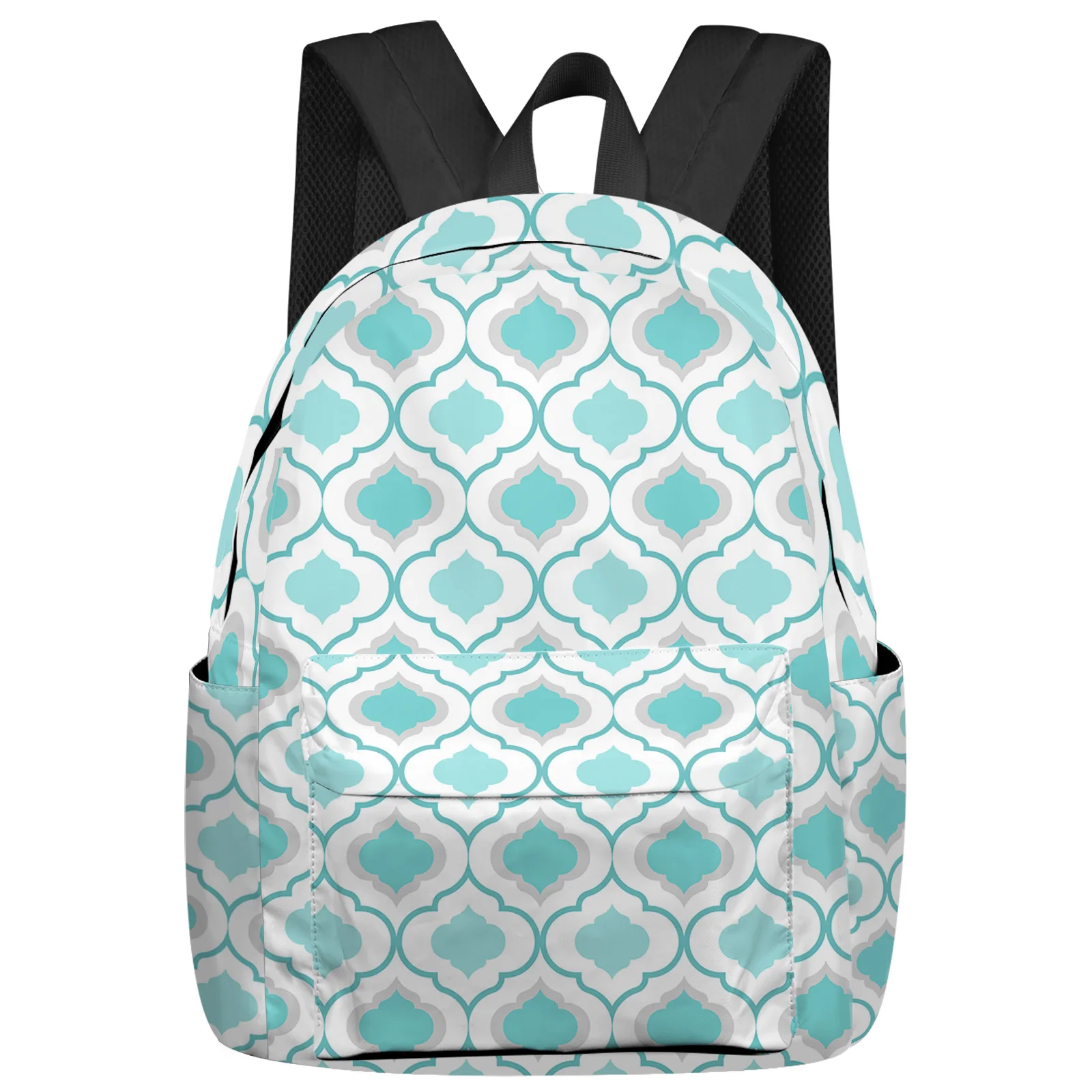 

Cyan Moroccan Pattern Feminina Backpacks Teenagers Student School Bags Laptop Custom Backpack Men Women Female Travel Mochila