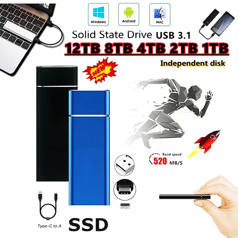 

Портативный M.2 SSD мобильный твердотельный накопитель 8 ТБ HDD устройство для хранения жестких дисков компьютер USB 3,0 мобильные жесткие диски т...