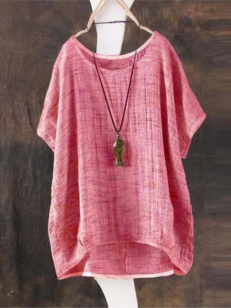 Solid Color Women Linen T-shirt Summer Short Sleeve Female Clothing Loose O-neck Literary Women Top 3 Color Size S-5XL
Solid Color Women Linen T-shirt Summer Short Sleeve Female Clothing Loose O-neck Literary Women Top 3 Color Size S-5XL