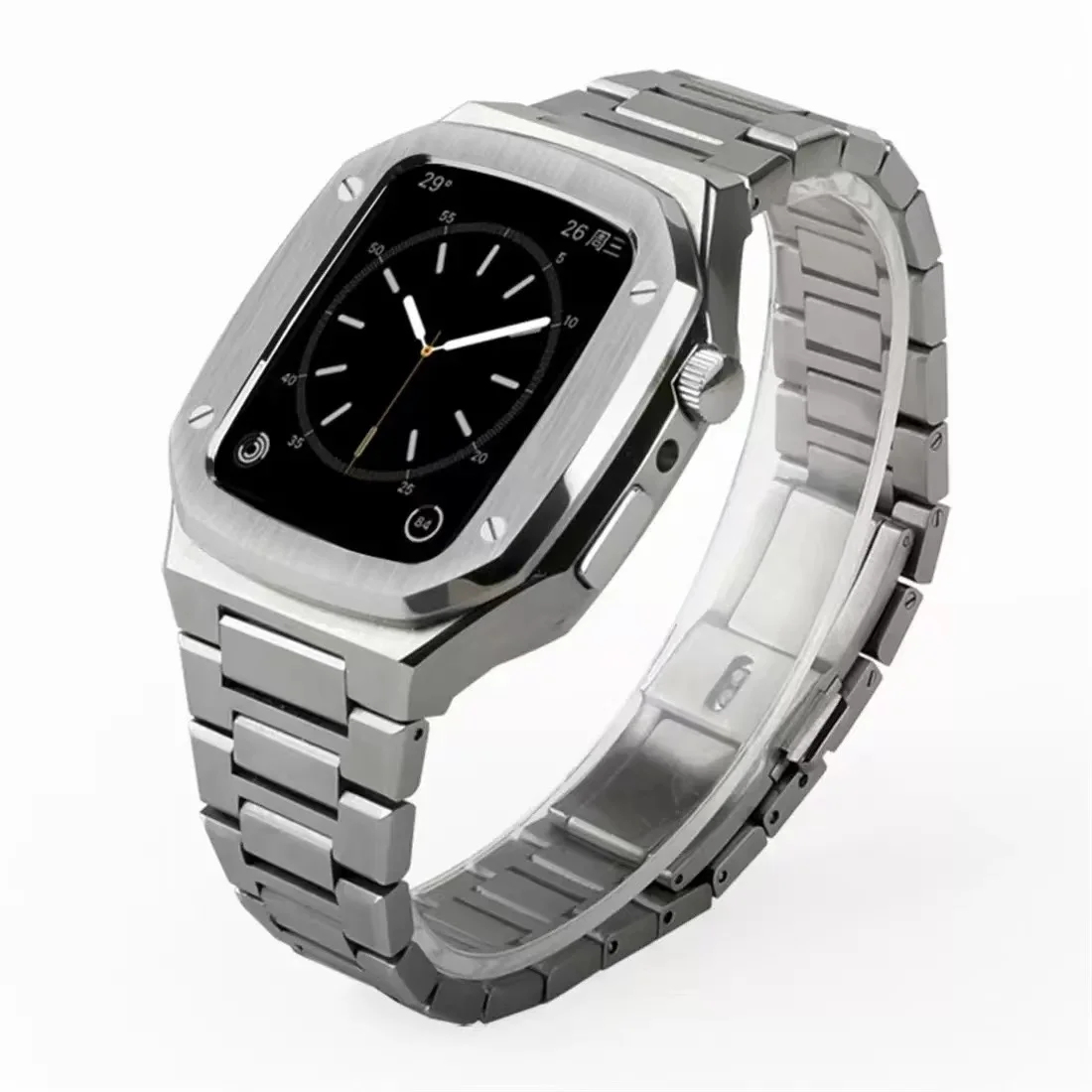 Stainless Steel Strap for Apple Watch 45mm 44mm Metal Watch Case for iWatch Series 7 SE 6 5 4 Three Generations Modification Kit
Stainless Steel Strap for Apple Watch 45mm 44mm Metal Watch Case for iWatch Series 7 SE 6 5 4 Three Generations Modification Kit