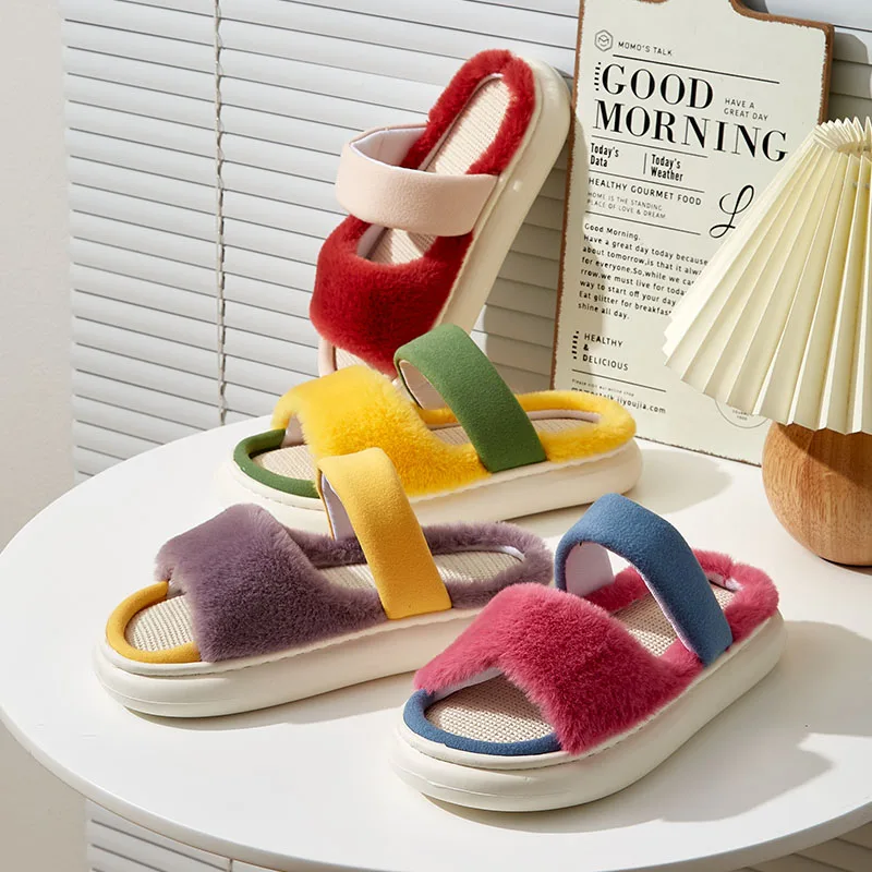 Spring Summer New Matching Color Women Sandals One Line Hemp Cotton Men's Shoes Couples Fluffy Fur Slides Couples 2022 Slippers
Spring Summer New Matching Color Women Sandals One Line Hemp Cotton Men's Shoes Couples Fluffy Fur Slides Couples 2022 Slippers