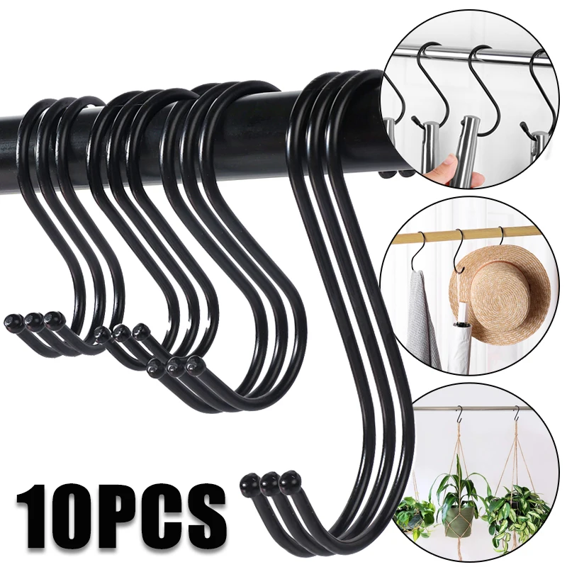 10Pcs Black S Shaped Hooks Kitchen Pans Pots Bag Towels Hanging Holder Bathroom Bedroom Office Pancoat Bag Plant Hanging Tools
10Pcs Black S Shaped Hooks Kitchen Pans Pots Bag Towels Hanging Holder Bathroom Bedroom Office Pancoat Bag Plant Hanging Tools