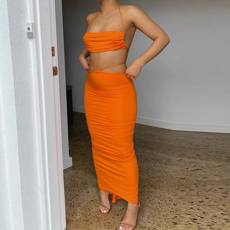 Women Camisole and Skirt Suit Summer Beach Holiday Halter Cropped Top Vest and Tight Slit Long Skirt Wrap Bodycon Two Piece Set
Women Camisole and Skirt Suit Summer Beach Holiday Halter Cropped Top Vest and Tight Slit Long Skirt Wrap Bodycon Two Piece Set