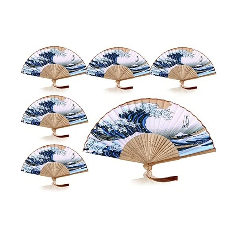 6 Pieces Japanese Style Bamboo Silk Folding Fan Kanagawa Sea Waves Handheld Fans Foldable Vintage Decor For Women Dance
6 Pieces Japanese Style Bamboo Silk Folding Fan Kanagawa Sea Waves Handheld Fans Foldable Vintage Decor For Women Dance