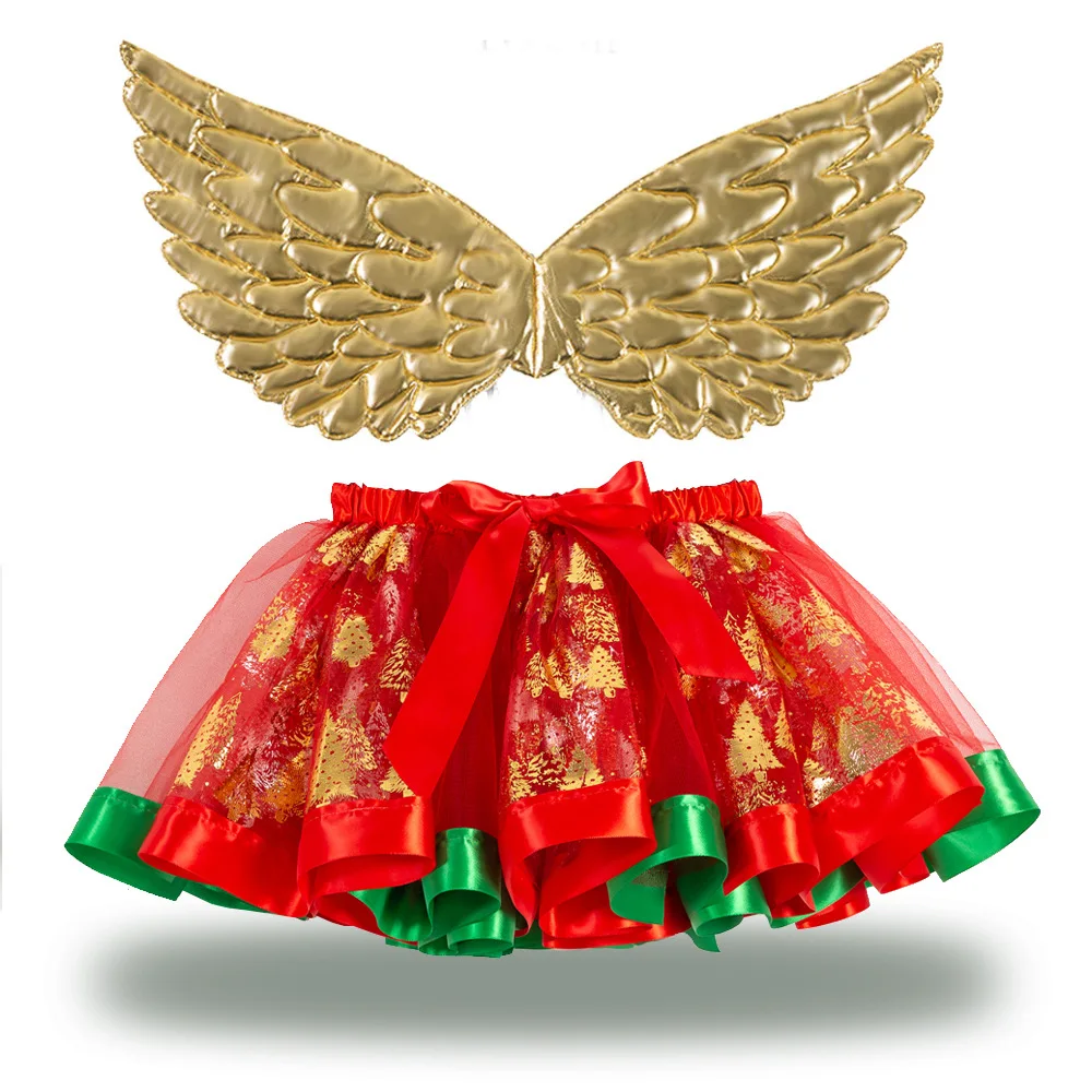 

Free Wing +Tutu Skirt Baby Girls 12M-8T Princess Pettiskirt Rainbow Kids Party Tutu For Girls Christmas Skirt Children Clothing