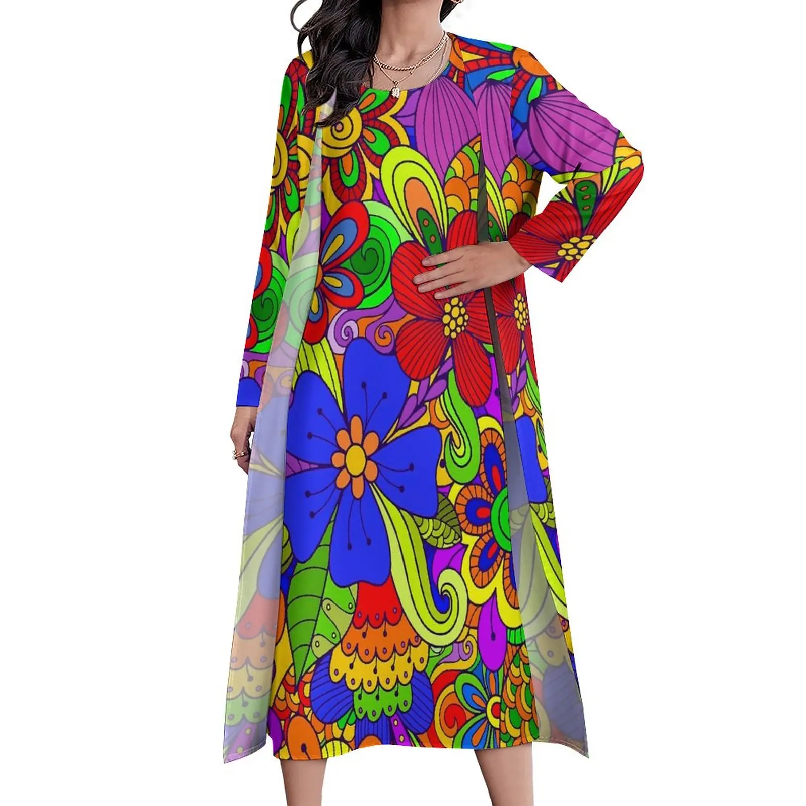 Flower Power Dress Colorful Floral Print Beach Maxi Dress Streetwear Boho Beach Long Dresses Autumn Long Sleeve Graphic Clothes
Flower Power Dress Colorful Floral Print Beach Maxi Dress Streetwear Boho Beach Long Dresses Autumn Long Sleeve Graphic Clothes