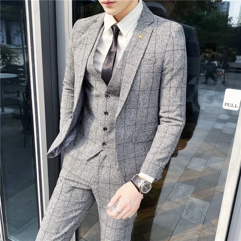 Boutique (Blazer + Vest + Trousers) Fashion Business Plaid Gentleman Elegant Casual Formal Dress Korean Suit Three-piece Suit
Boutique (Blazer + Vest + Trousers) Fashion Business Plaid Gentleman Elegant Casual Formal Dress Korean Suit Three-piece Suit
