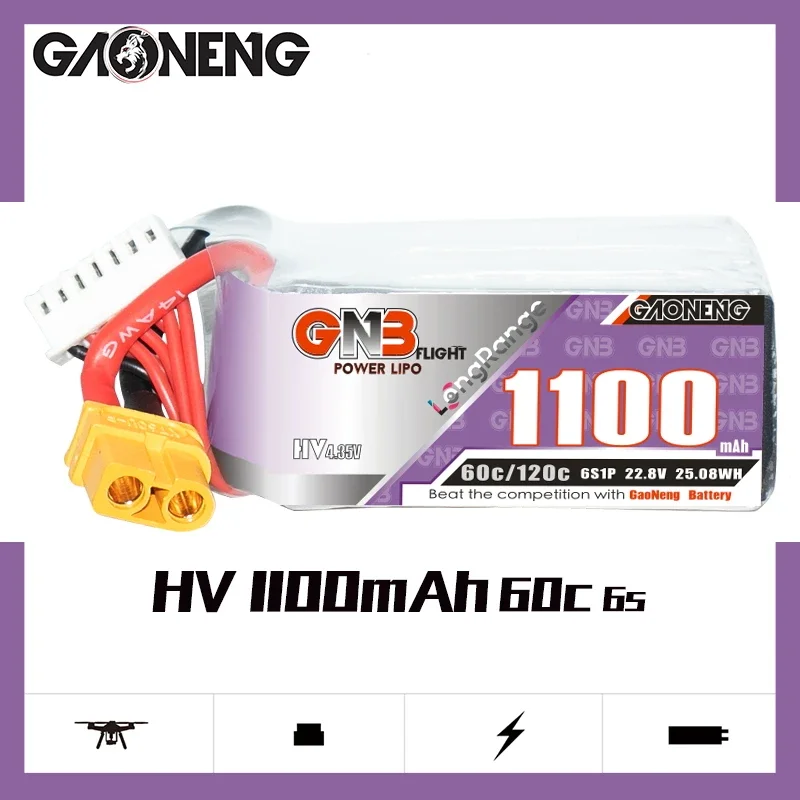 Литий-полимерный аккумулятор GAONENG GNB 1100 мАч HV 6S 60C 120C 22 8 в XT60 большой диапазон
