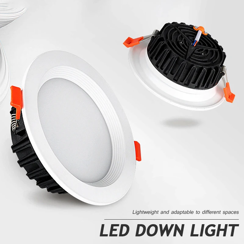 

LED Downlight Ceiling Light Spotlight 7W 10W 12W 15W AC85-265V Recessed Ultra-thin Round Hole Light Living Room Decor Lighting
