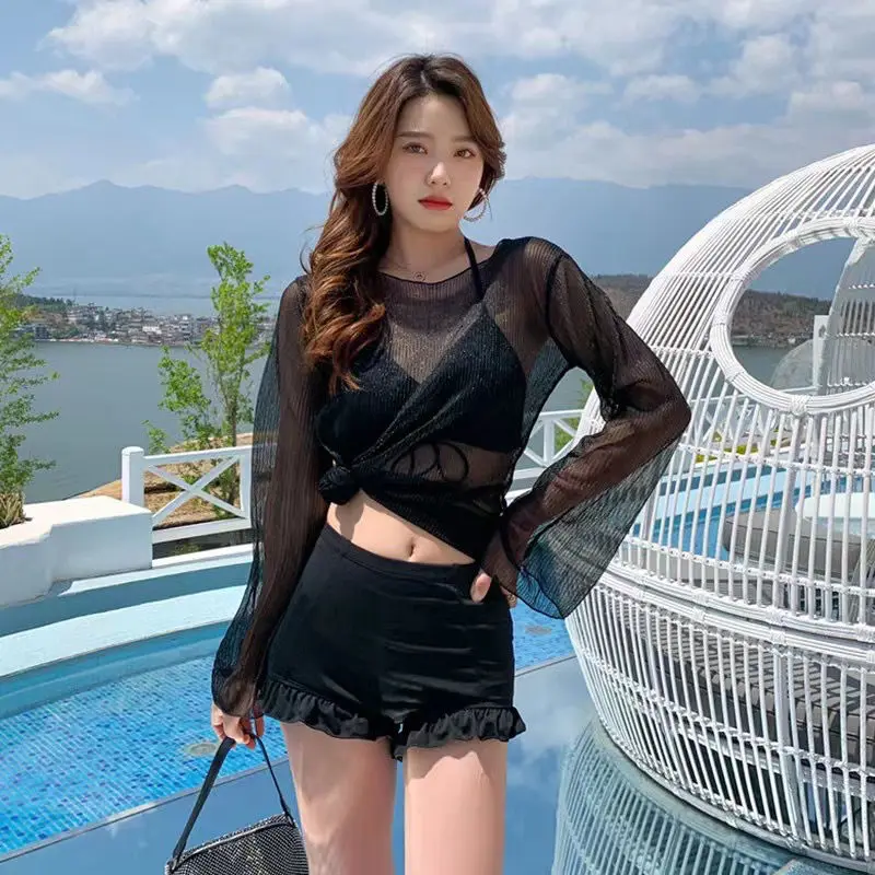 Bikini Sets Womens 3 Pieces Sexy Swimwear Shirring Solid Lace-up High Waist Ruffles Pop Style Beach Cozy Trendy Simple Female
Bikini Sets Womens 3 Pieces Sexy Swimwear Shirring Solid Lace-up High Waist Ruffles Pop Style Beach Cozy Trendy Simple Female