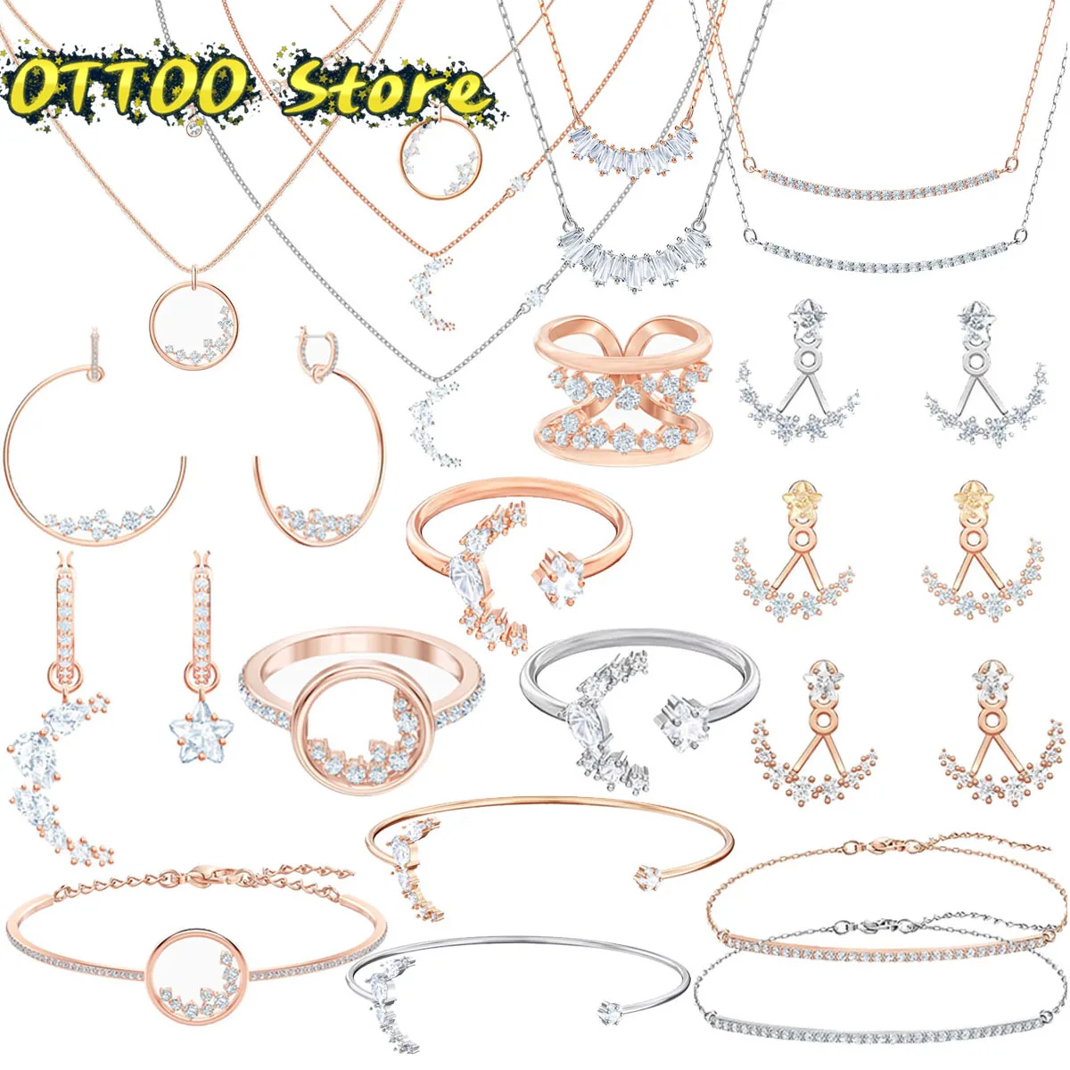 Original Swa 1:1 Fine Jewelry Sets Geometric Star Moon Crystal Round Racket Necklace Earring Bracelet Romantic Gift For Women
Original Swa 1:1 Fine Jewelry Sets Geometric Star Moon Crystal Round Racket Necklace Earring Bracelet Romantic Gift For Women