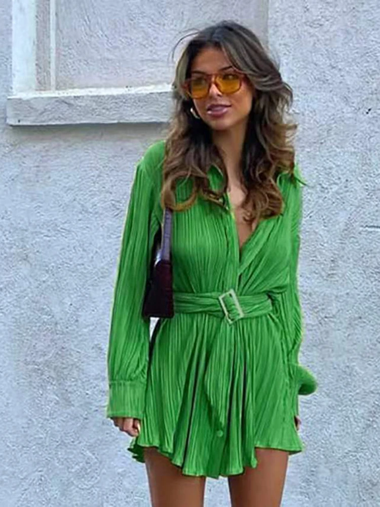 2023 autumn new European and American fashion fold long sleeve shirt style belt casual dress
2023 autumn new European and American fashion fold long sleeve shirt style belt casual dress