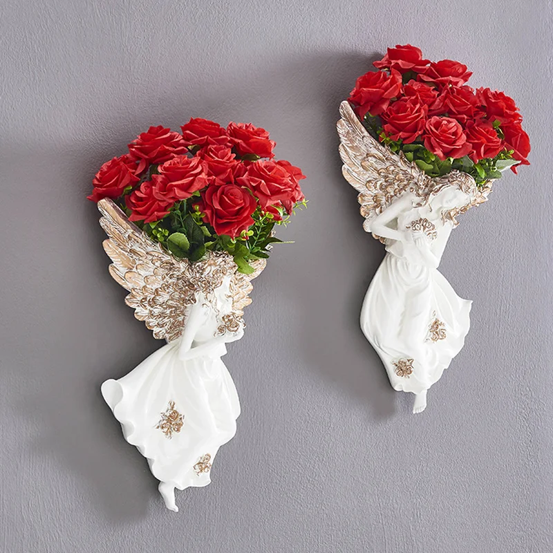 European Resin White Angel Wall Hanging Vase Living Room Bedroom Decorative Art Character Wall Hanging Flower Arrangement Vase
European Resin White Angel Wall Hanging Vase Living Room Bedroom Decorative Art Character Wall Hanging Flower Arrangement Vase