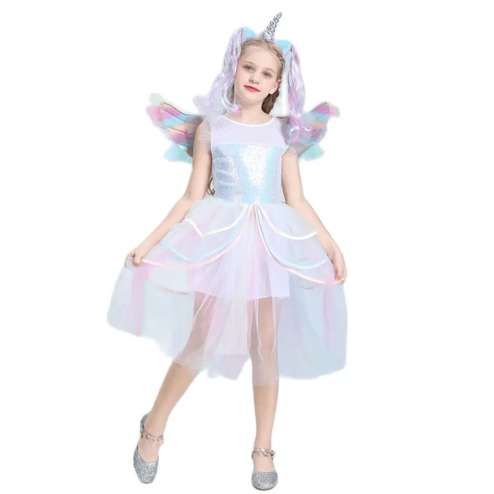 Children's Day Show Dress Halloween Costume Cosplay Sequin Girls Unicorn Rainbow Ball Robe with Unicorn Headband Wings
Children's Day Show Dress Halloween Costume Cosplay Sequin Girls Unicorn Rainbow Ball Robe with Unicorn Headband Wings