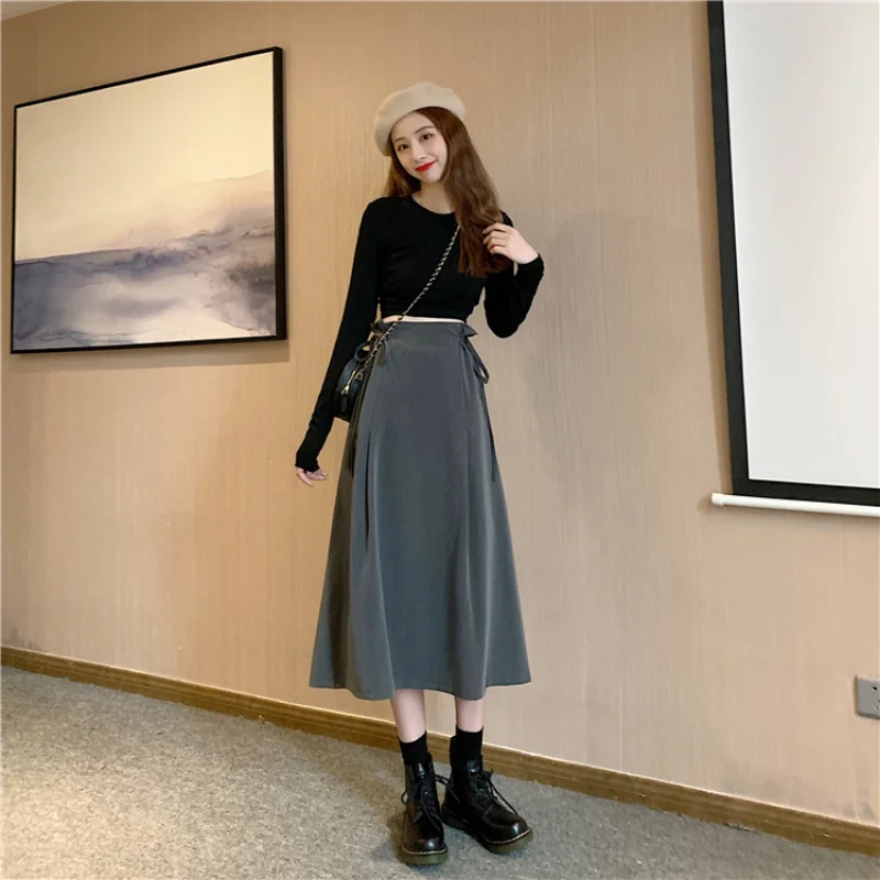 

Skirt Women's Mid-length 2023 New Korean Version Temperament Commuter High Waist Design Sense A Word Casual All-match Skirt