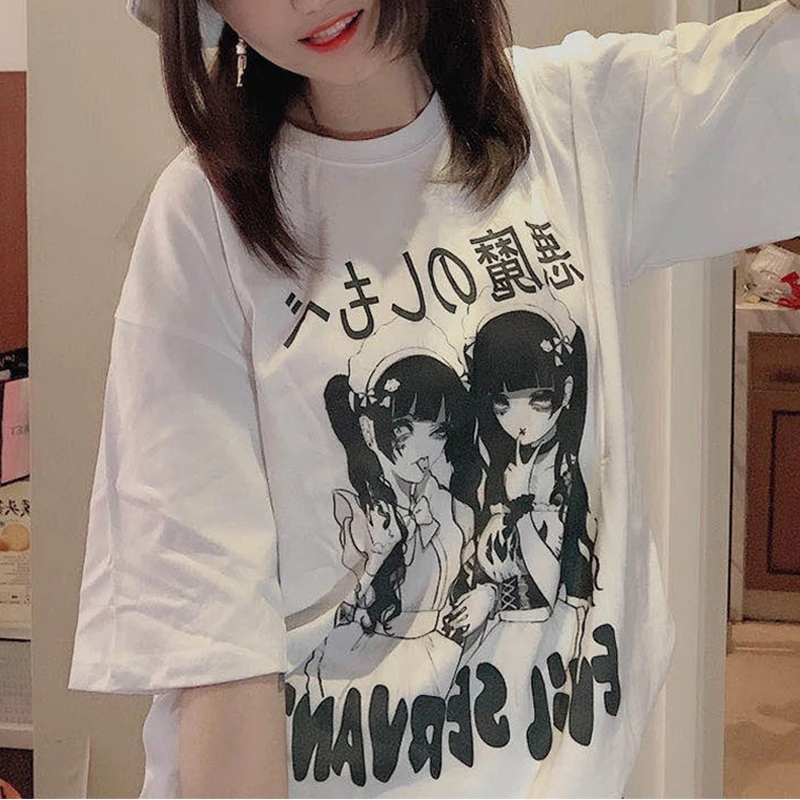 Gothic Women T Shirts Loose Punk Anime Cartoon Print T Shirt High Street Harajuku Vintage Summer Short Sleeve Streetwear Tops
Gothic Women T Shirts Loose Punk Anime Cartoon Print T Shirt High Street Harajuku Vintage Summer Short Sleeve Streetwear Tops