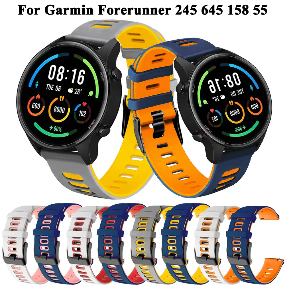 

20mm Watch Band Strap For Garmin Forerunner 245 245M 645 Music Silicone Watchband for Garmin Vivoactive 3 3t HR Venu SQ Bracelet