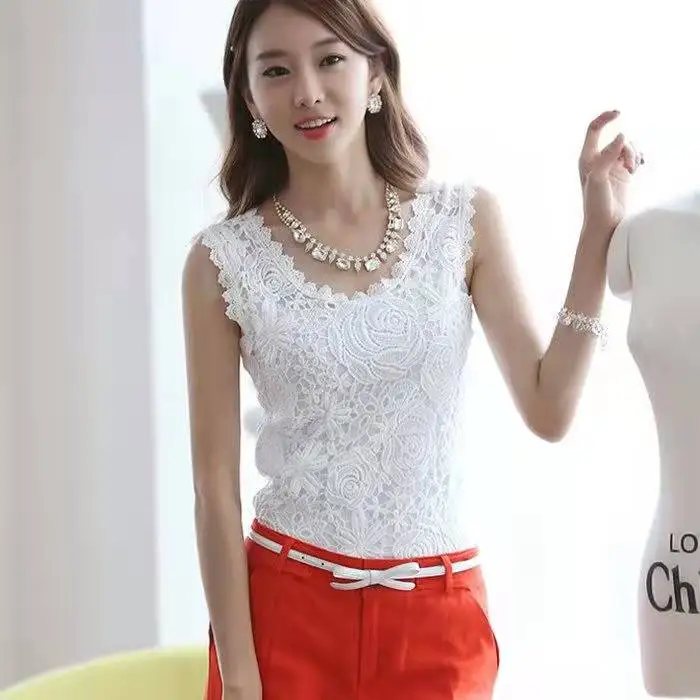 Lady Casual Crocheted Lace Sleeveless Shirt Summer Outfits Women Tank Girl Slim Tops Bottomings
Lady Casual Crocheted Lace Sleeveless Shirt Summer Outfits Women Tank Girl Slim Tops Bottomings