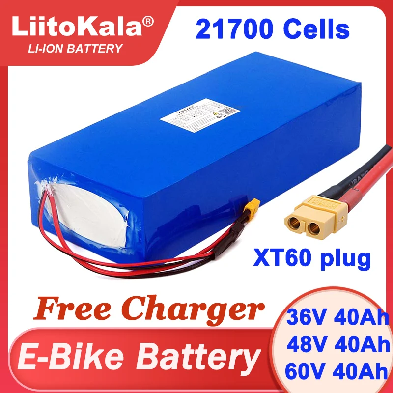 LiitoKala 36V 48V 60V 40Ah E-bike Battery 21700 Lithium Battery Pack For Electric Bike Electric Scooter Free Charger 54.6V 67.2V
LiitoKala 36V 48V 60V 40Ah E-bike Battery 21700 Lithium Battery Pack For Electric Bike Electric Scooter Free Charger 54.6V 67.2V