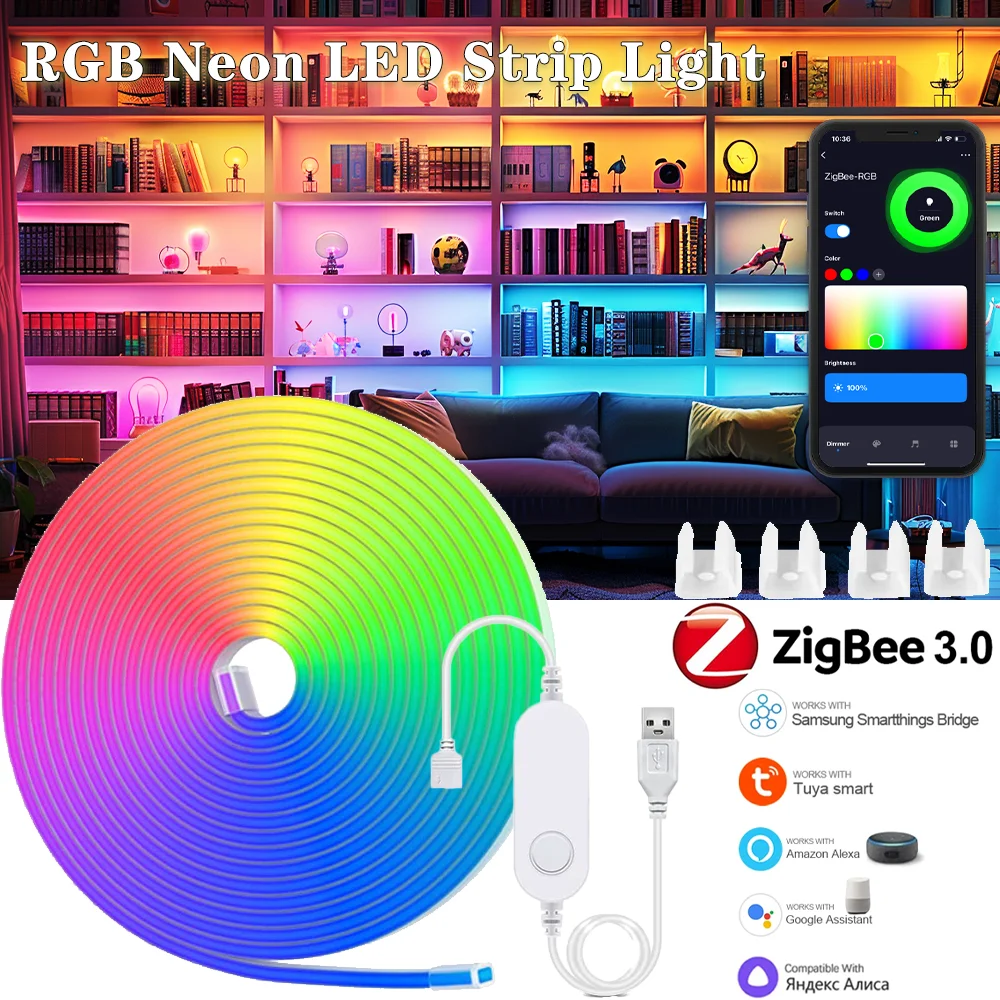 Умная RGBIC светодиодная лента Zigbee 5V 1-5 м IP65 для дома
Умная RGBIC светодиодная лента Zigbee 5V 1-5 м IP65 для дома