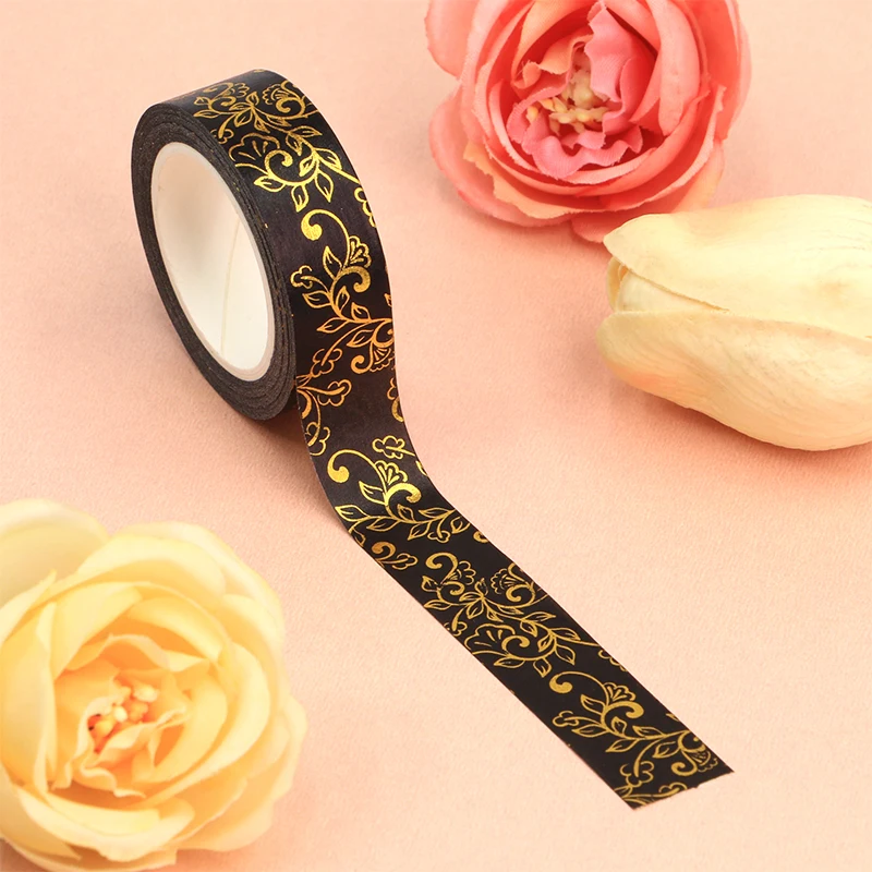 2022 New 1PC 15mm*10m Decorative Valentine Gold Foil Flowers Black color Washi Tape Scrapbooking Masking Tape
2022 New 1PC 15mm*10m Decorative Valentine Gold Foil Flowers Black color Washi Tape Scrapbooking Masking Tape